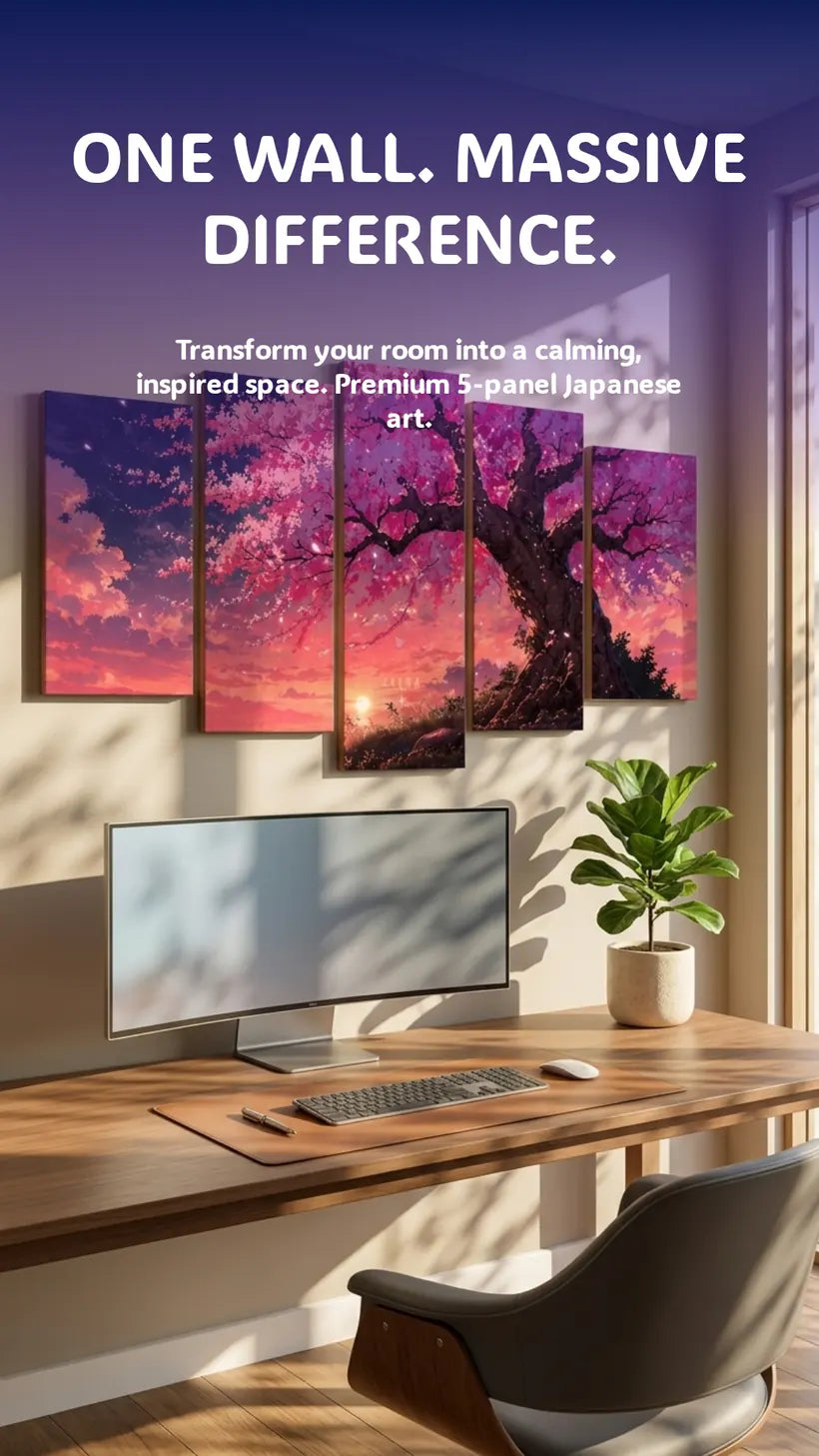 Sakura canvas set above a modern desk setup